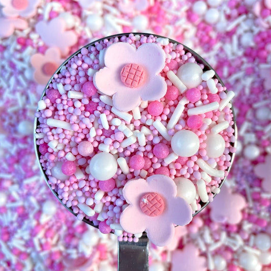 Pink flower cake sprinkles