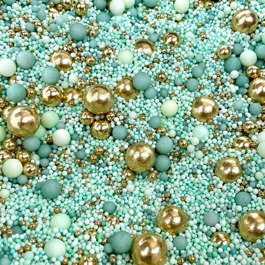 Sage and gold cake sprinkles