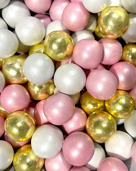 Shimmer pink, white and gold jumbo chocoballs