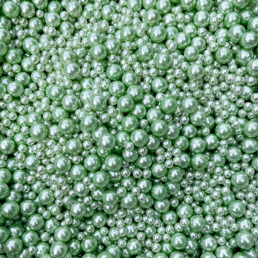 Metallic Light Green Luxe cake Pearls