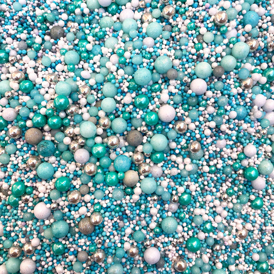 Teal silver Edible Cake SPrinkles