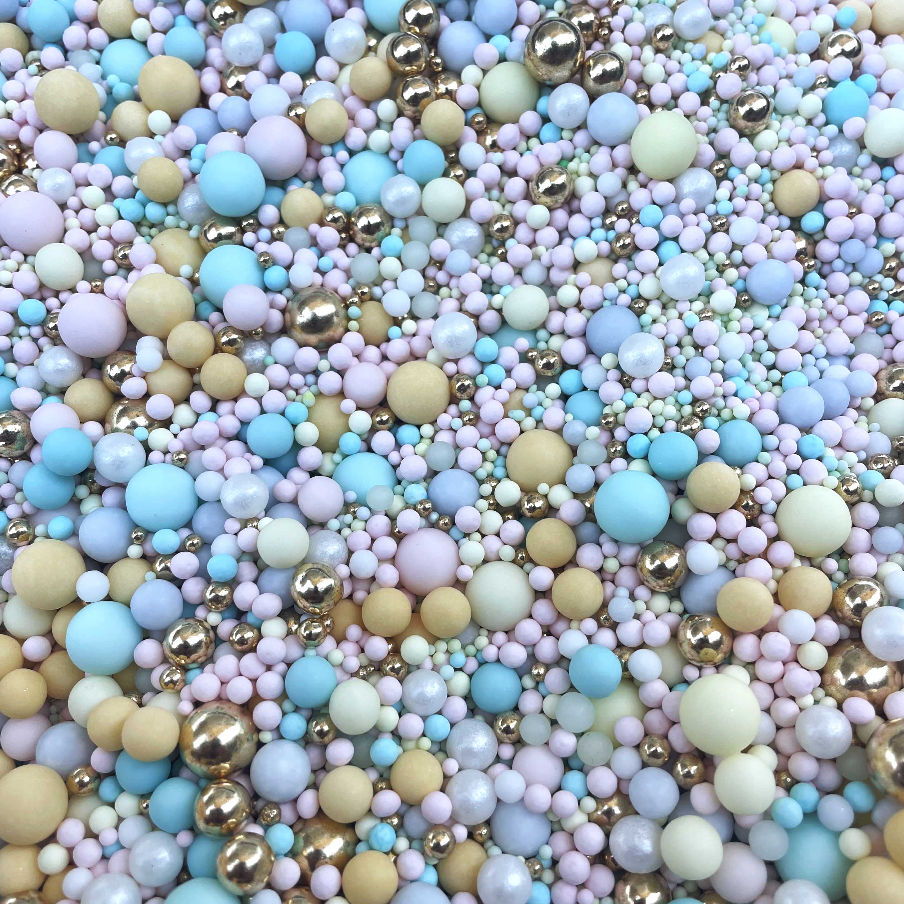 Blue, pastel yellow and gold cake sprinkles